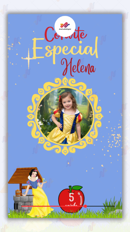 Convite Animado Plus Branca de Neve