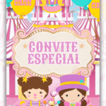 Convite Animado Plus Circo Rosa