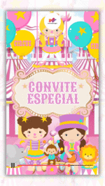 Convite Animado Plus Circo Rosa