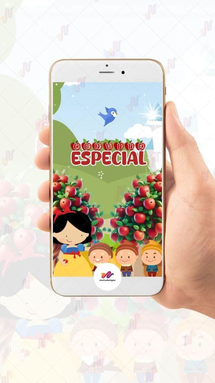 Convite Animado Plus Branca de Neve - Imagem 2
