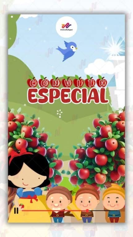 Convite Animado Plus Branca de Neve