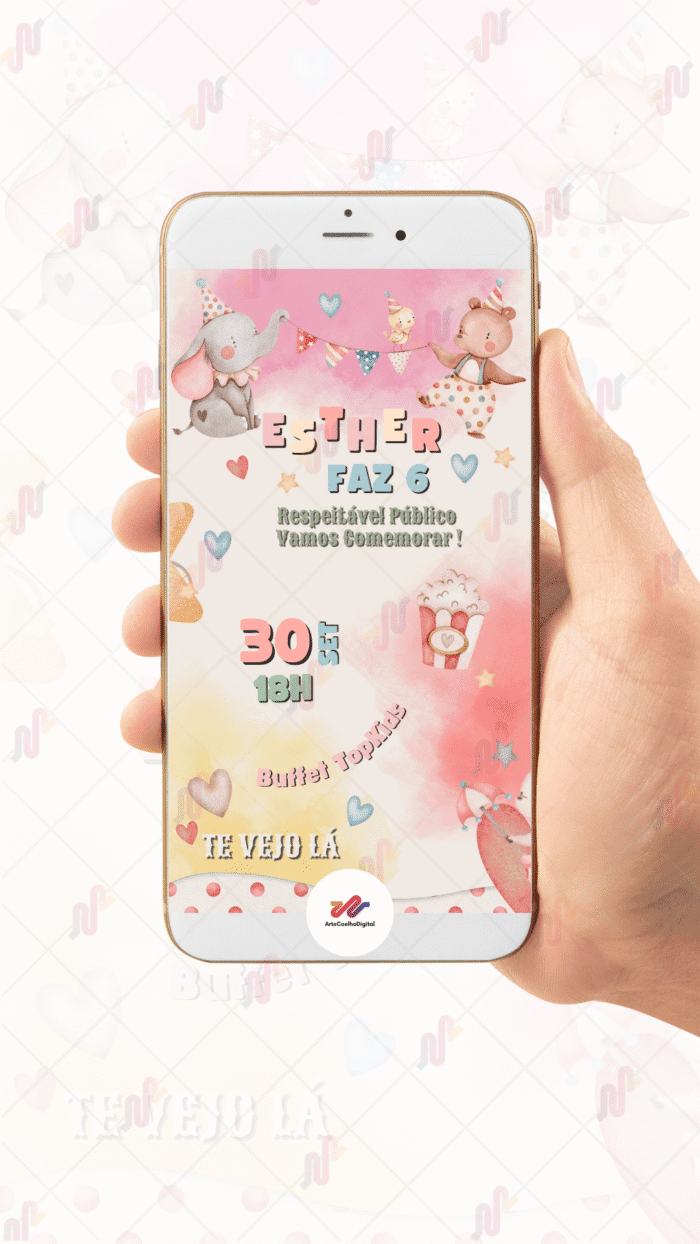Convite Animado Circo Menina - Imagem 2