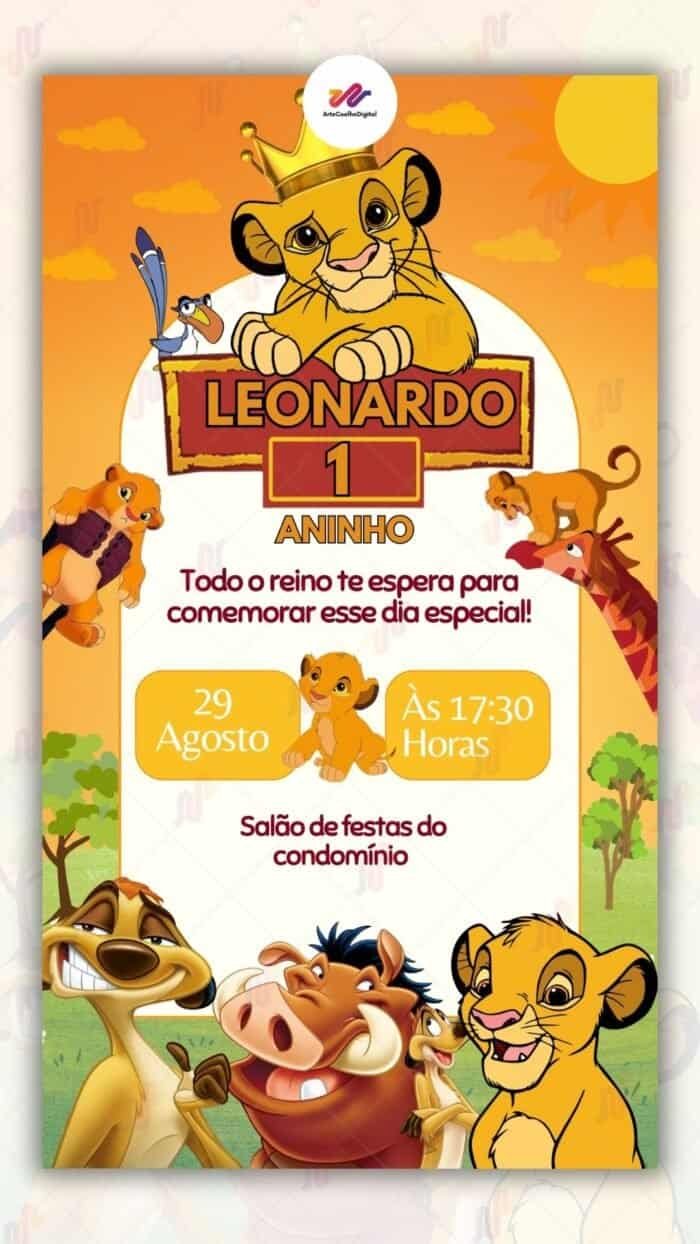 Convite Digital Rei Leão - Imagem 1