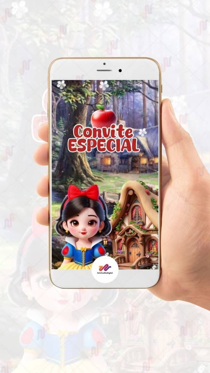 Convite Animado Plus Branca de Neve - Imagem 2