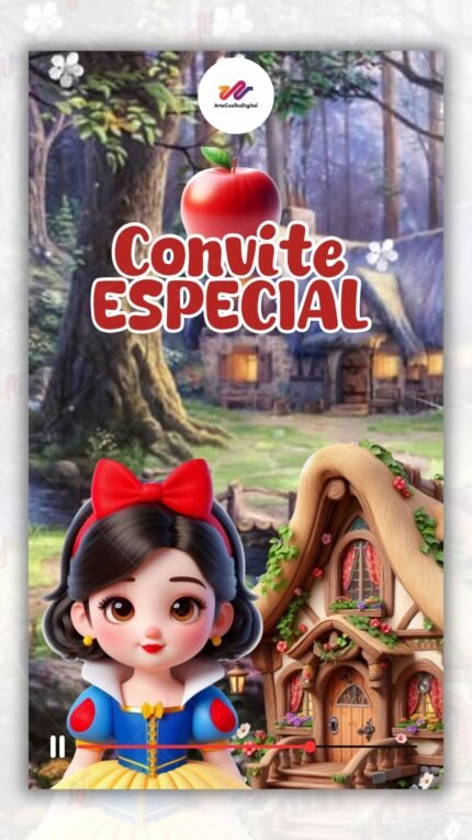 Convite Animado Plus Branca de Neve