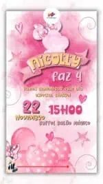 Convite Animado Minnie Rosa