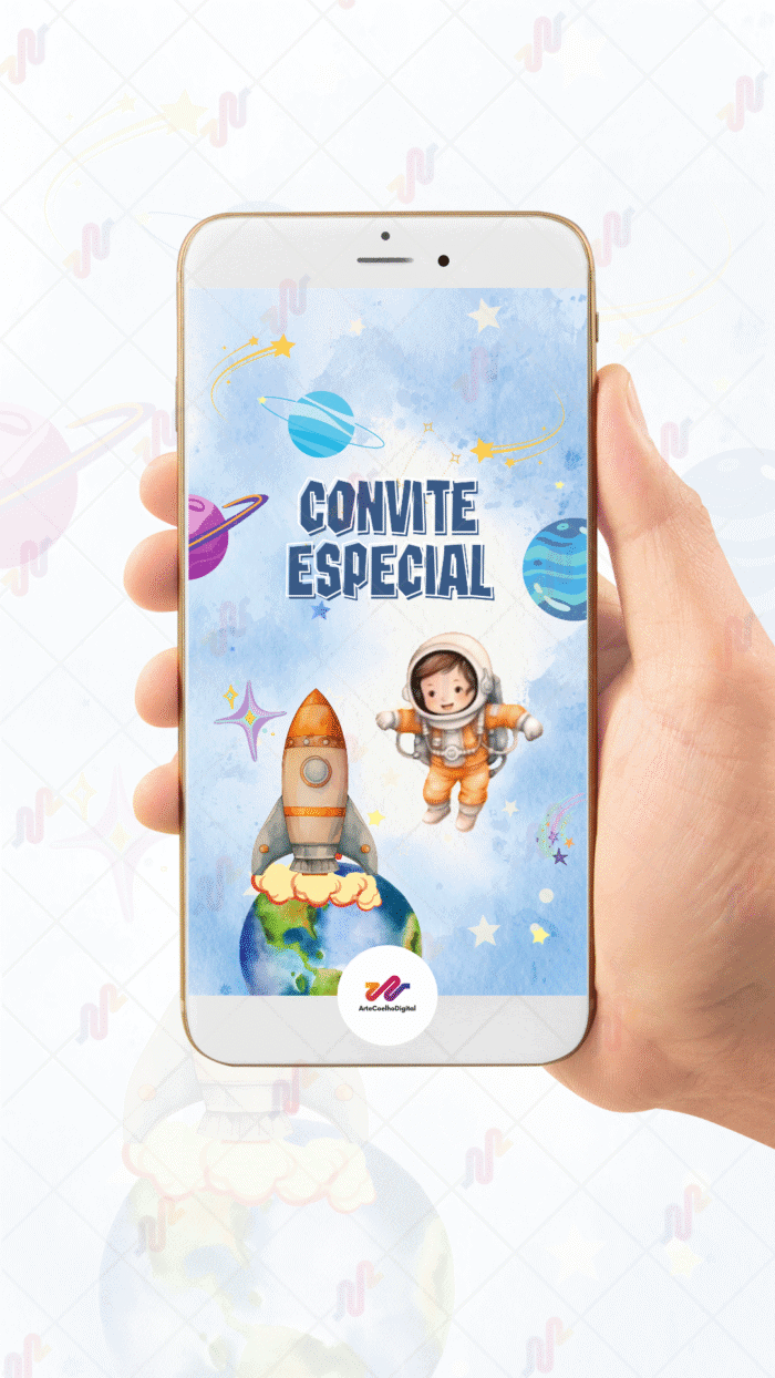 Convite Animado Astronauta - Imagem 2