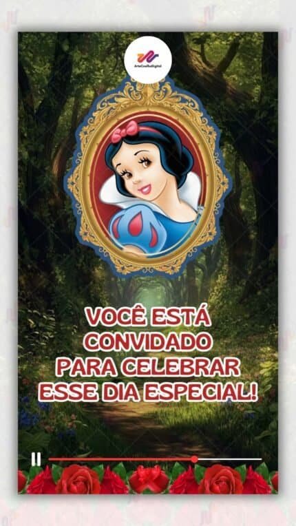Convite Animado Plus Branca de Neve