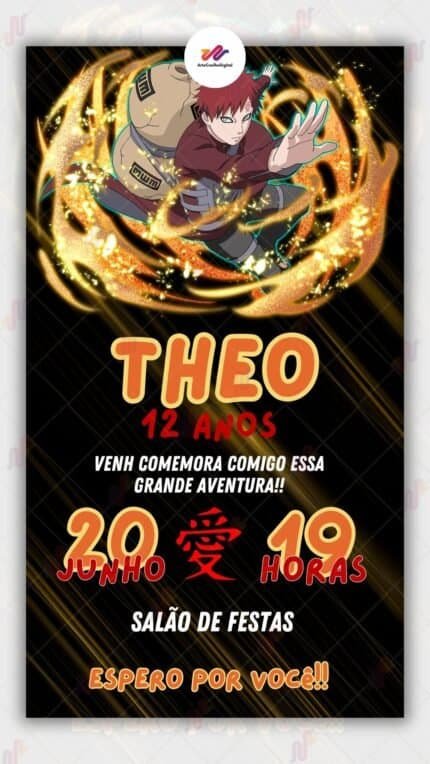 Convite Virtual Gaara - Naruto