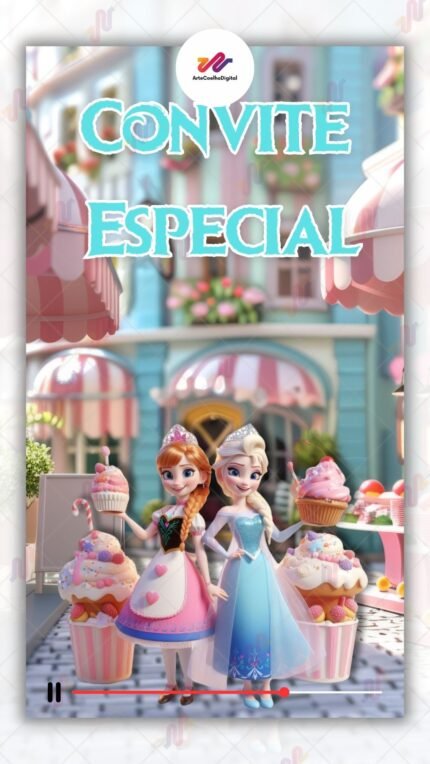 Convite Animado Plus Frozen Mundo Doce