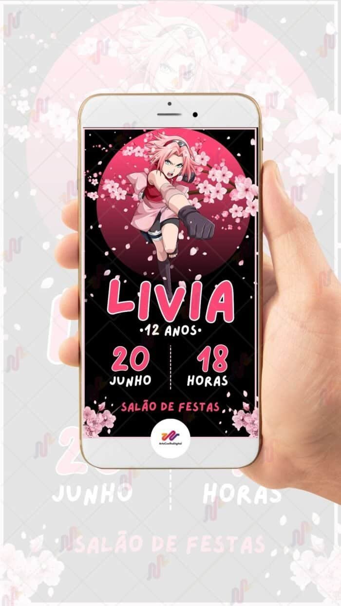 Convite Virtual Sakura - Naruto - Imagem 2