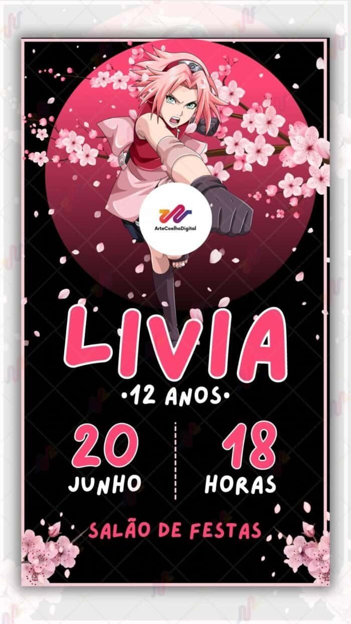 Convite Virtual Sakura - Naruto - Imagem 1