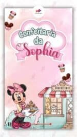 Convite Animado Plus Minnie Rosa Confeiteira