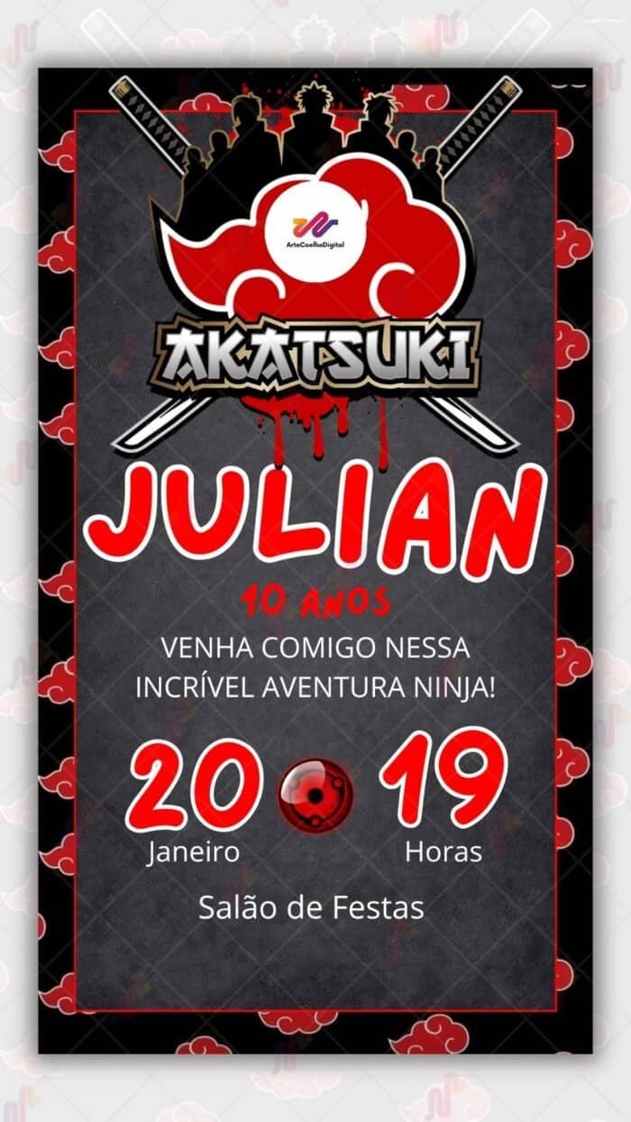 Convite Virtual Akatsuk - Naruto - Imagem 1