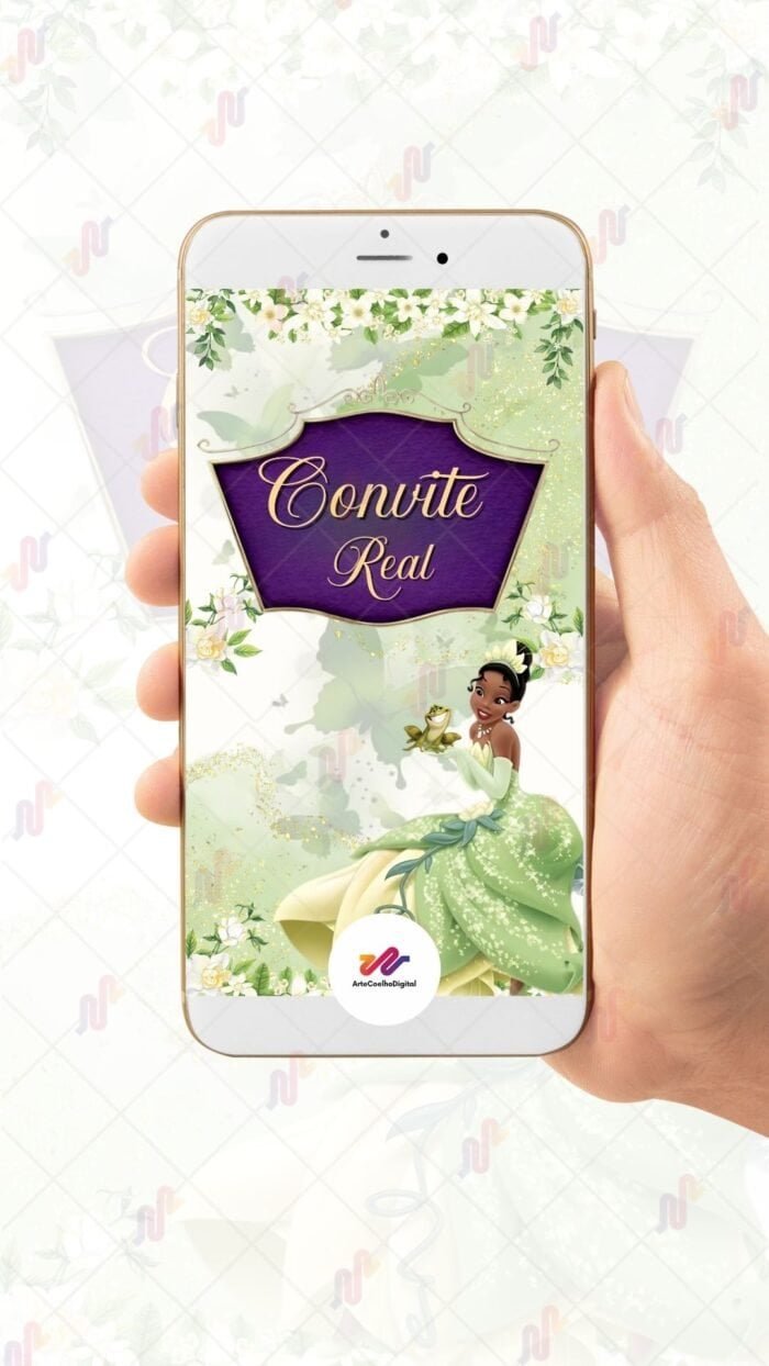 Convite Animado Plus Princesa Tiana e o Sapo - Imagem 2