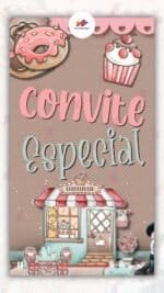 Convite Animado Plus Minnie Rosa Confeiteira