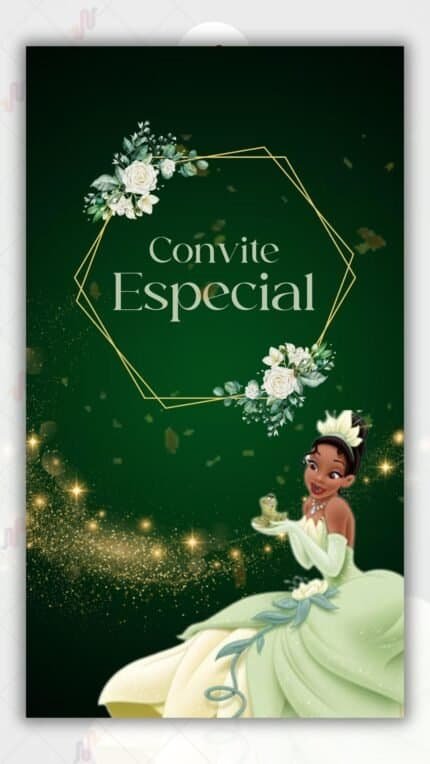 Convite Animado Princesa Tiana 15 anos