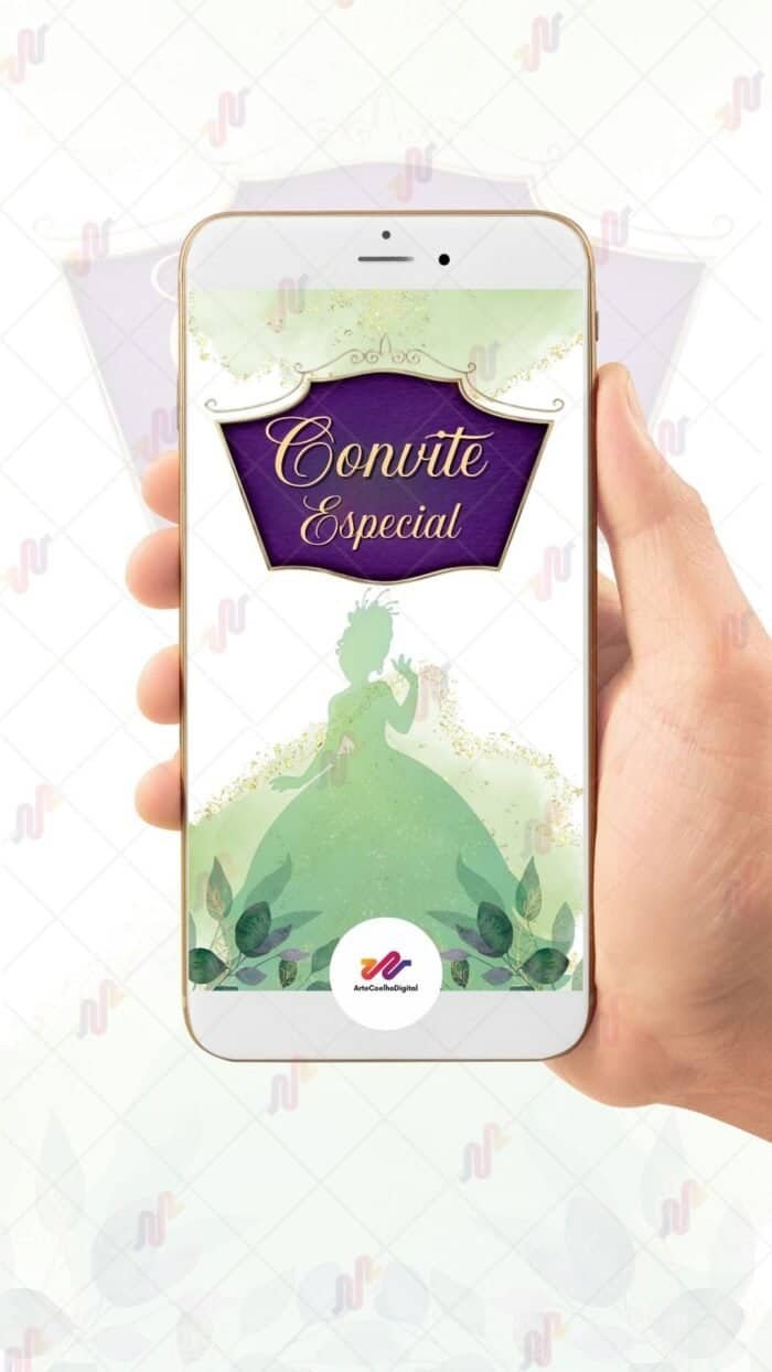Convite Animado Plus Princesa Tiana e o Sapo - Imagem 2