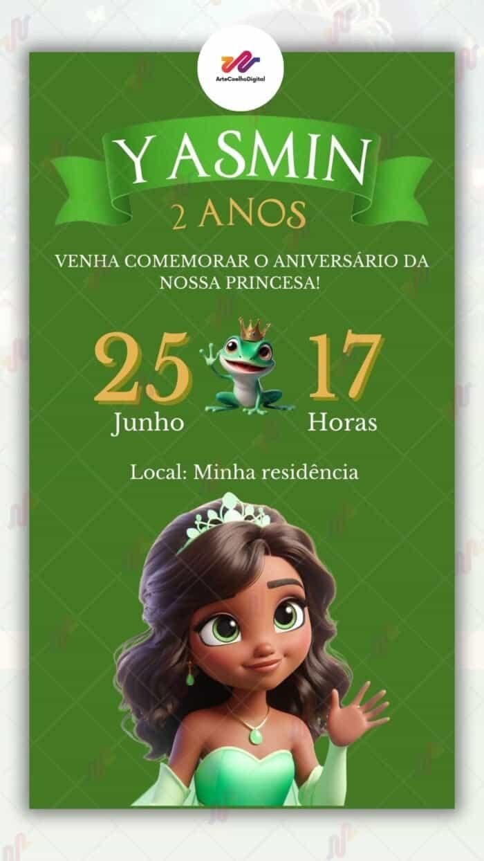 Convite Digital Princesa Tiana - Imagem 1