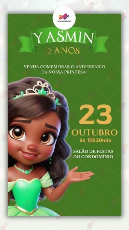 Convite Virtual Princesa Tiana