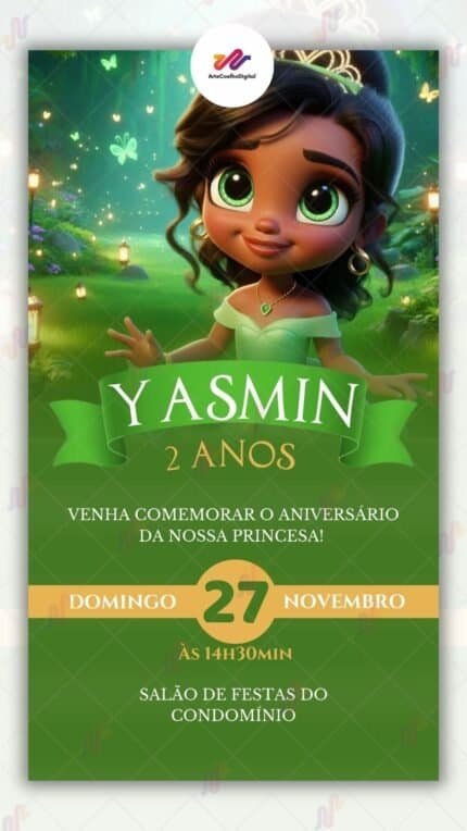 Convite Digital Princesa Tiana