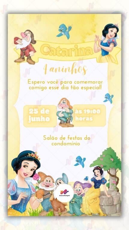 Convite Digital Branca de Neve