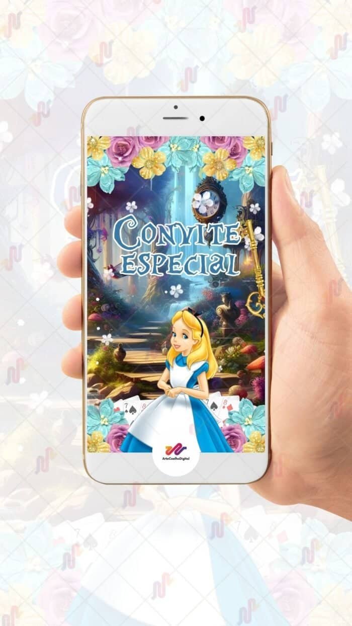 Convite Animado Plus Alice no País das Maravilhas - Imagem 2