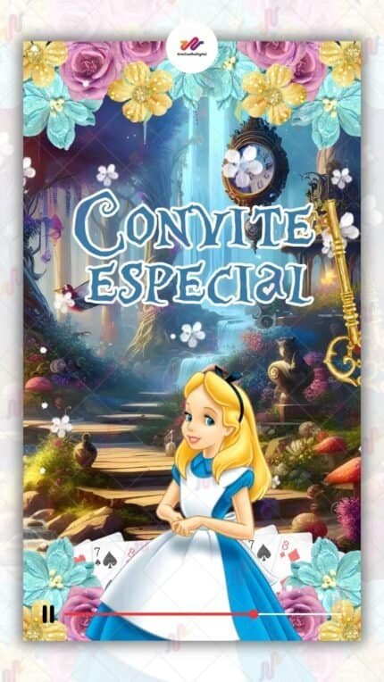 Convite Animado Plus Alice no País das Maravilhas