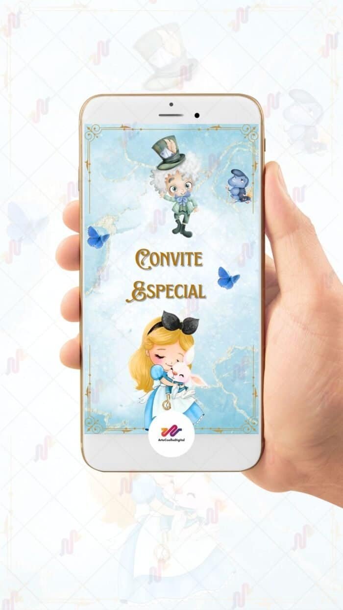 Convite Animado Plus Alice no País das Maravilhas - Imagem 2