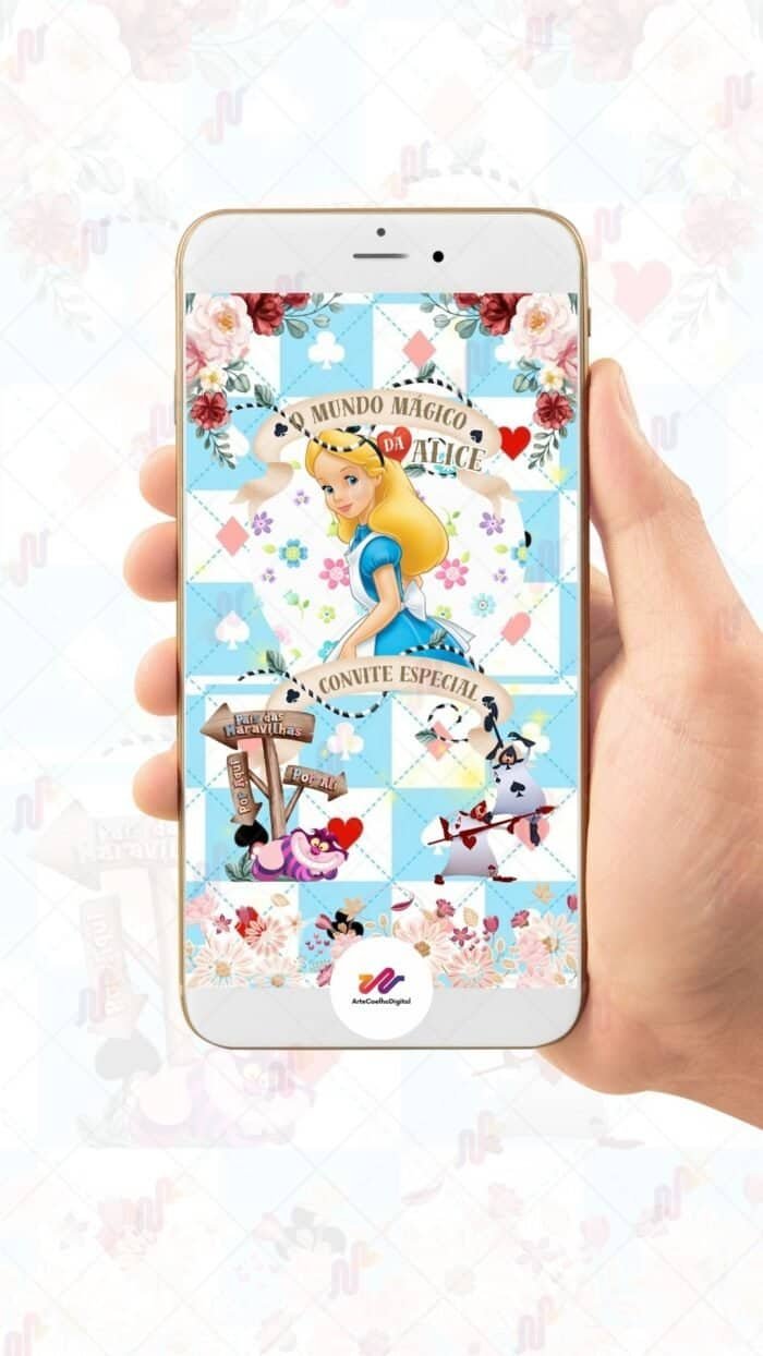Convite Animado Plus Alice no País das Maravilhas - Imagem 2