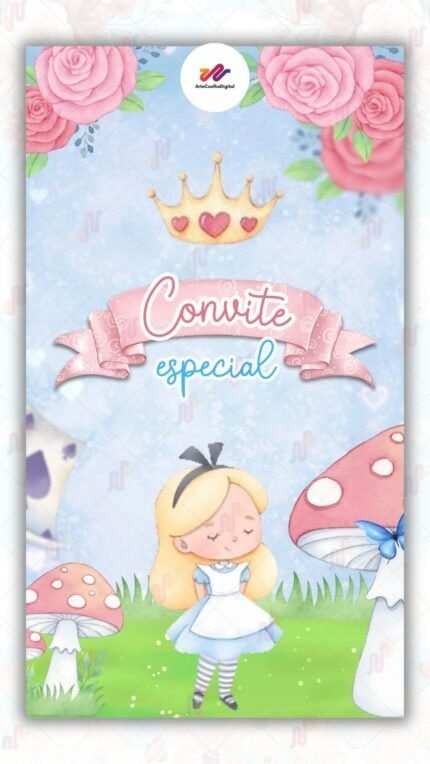 Convite Animado Plus Alice no País das Maravilhas