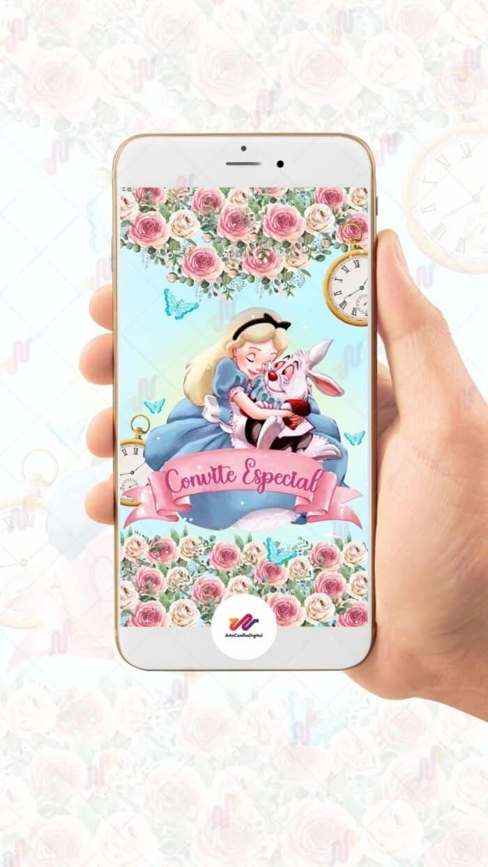 Convite Animado Plus Alice no País das Maravilhas - Imagem 2