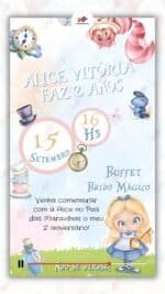 Convite Animado Alice no País das Maravilhas