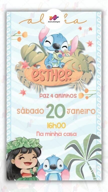 Convite Digital Lilo e Stitch
