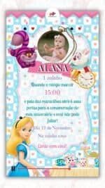 Convite Animado Alice no País das Maravilhas