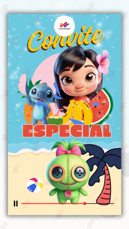 Convite Animado Plus Lilo e Stitch