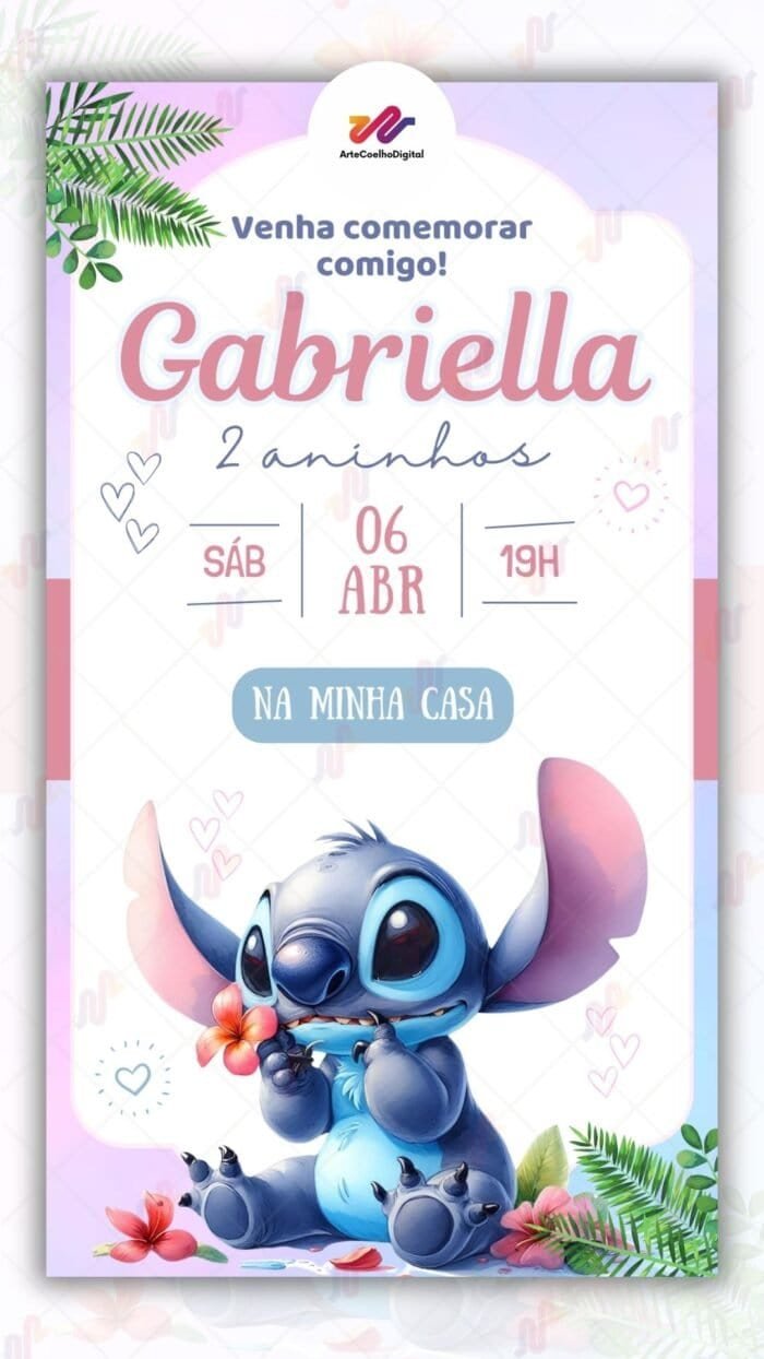 Convite Digital Stitch - Imagem 1