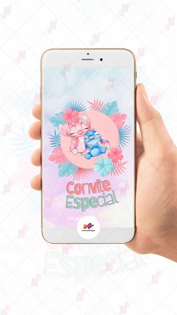 Convite Animado Plus Stitch e Angel - Imagem 2