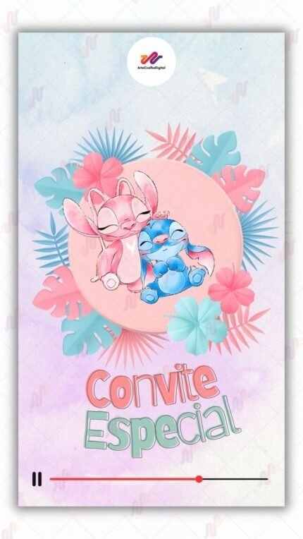 Convite Animado Plus Stitch e Angel