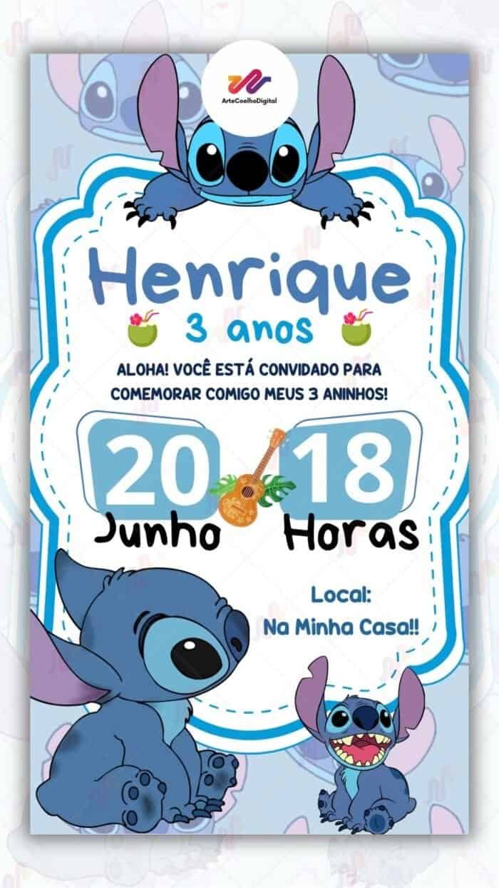 Convite Digital Stitch - Imagem 1
