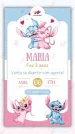 Convite Digital Stitch e Angel