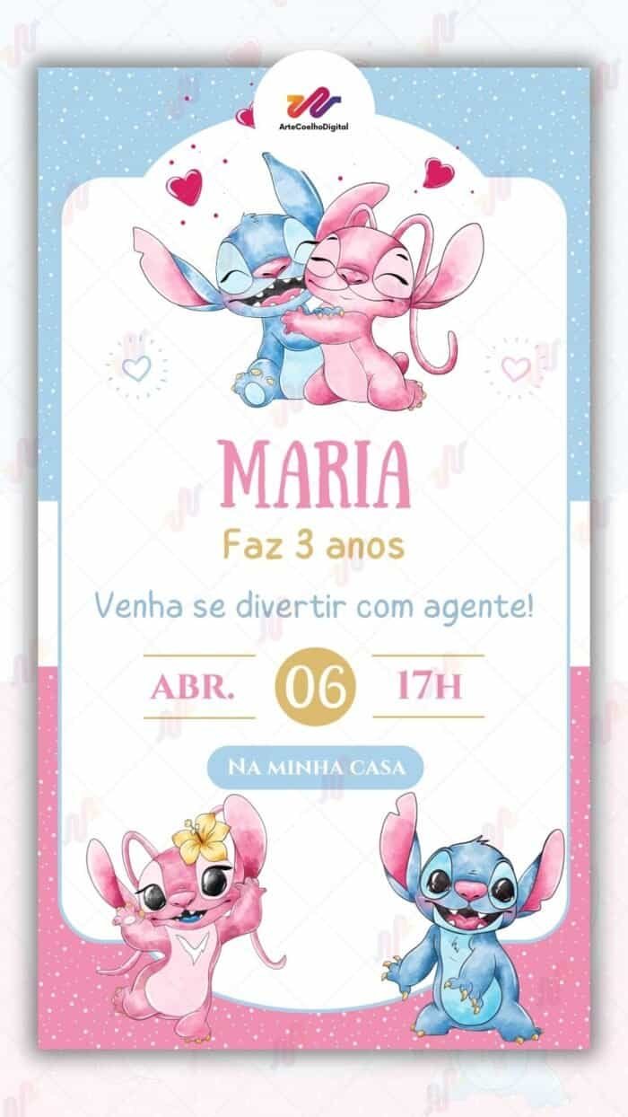 Convite Digital Stitch e Angel - Imagem 1