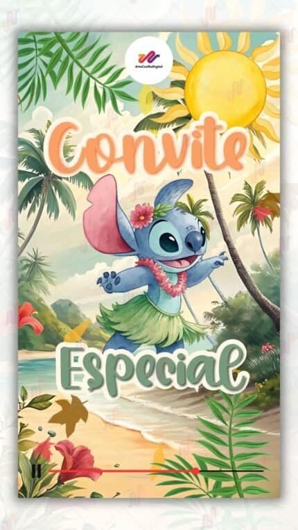 Convite Animado Plus Stitch