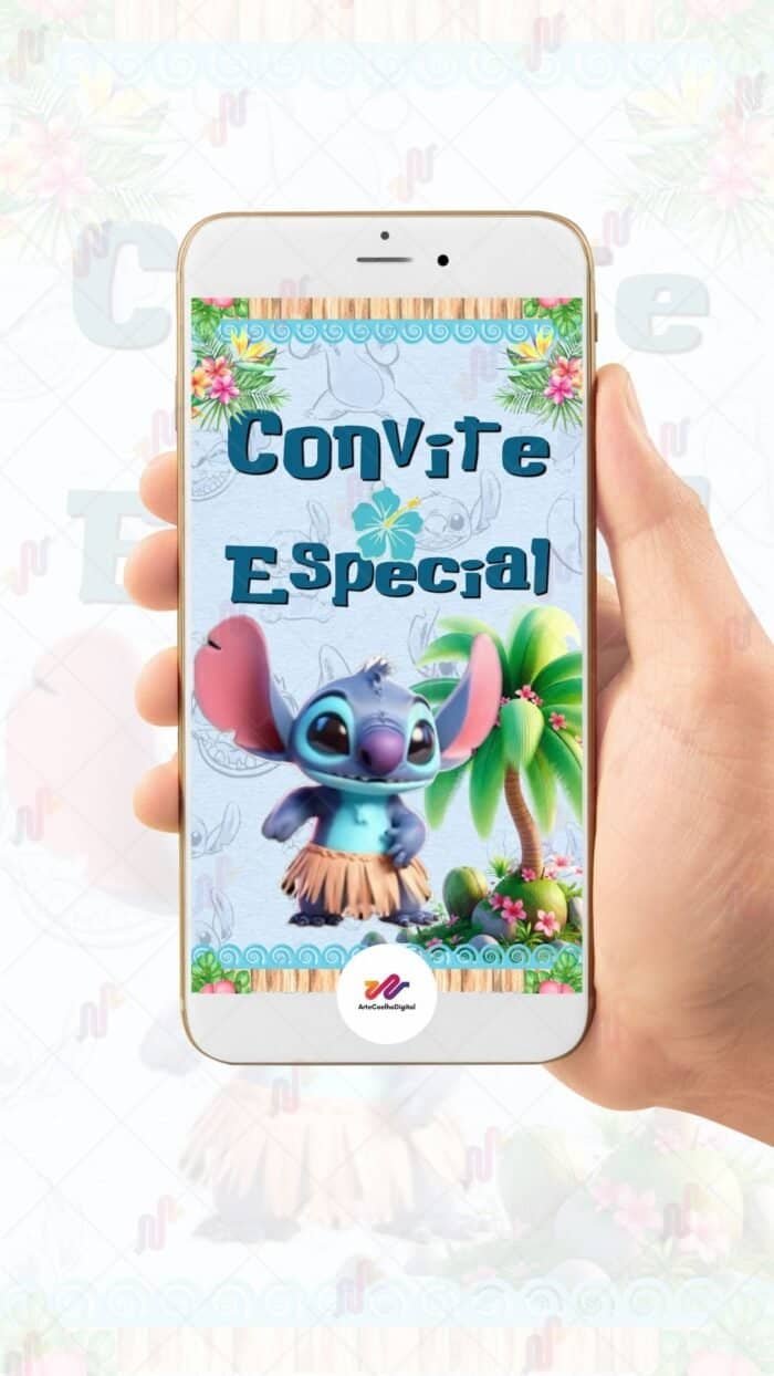 Convite Animado Plus Stitch - Imagem 2