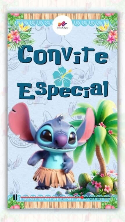 Convite Animado Plus Stitch