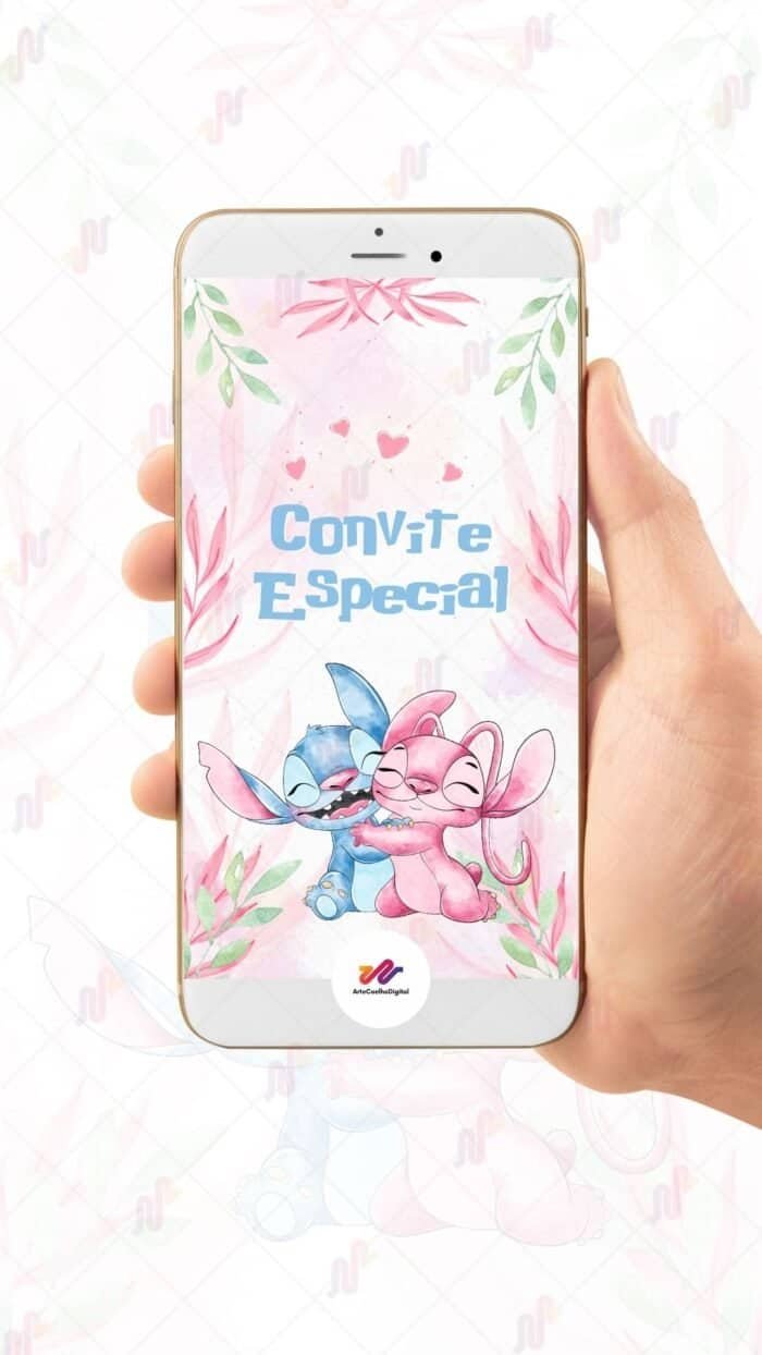 Convite Animado Plus Stitch e Angel - Imagem 2