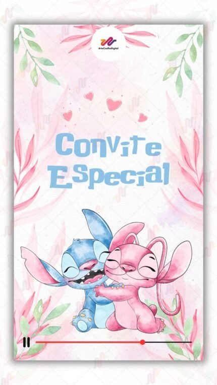 Convite Animado Plus Stitch e Angel