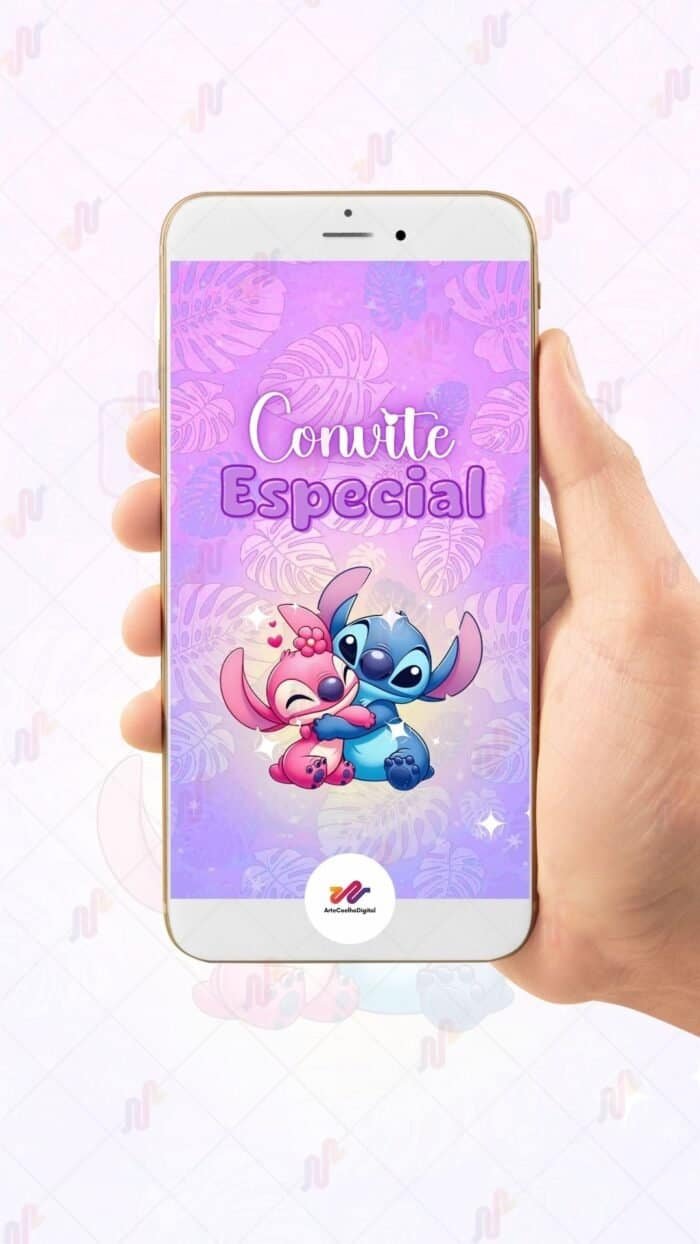 Convite Animado Plus Stitch e Angel - Imagem 2