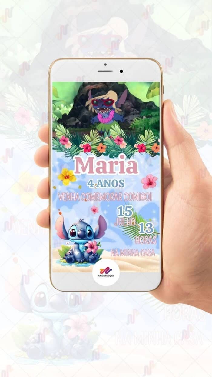 Convite Animado Simples Stitch - Imagem 2