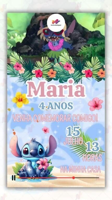Convite Animado Simples Stitch